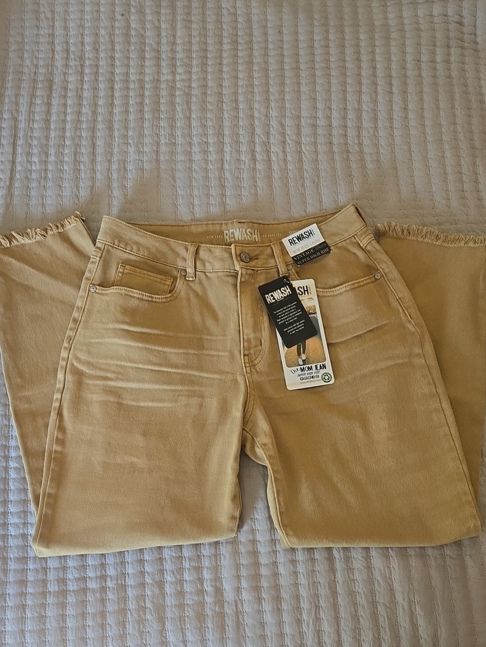 Rewash Women’s Tan Ankle Crop Jeans Fringe Bottoms